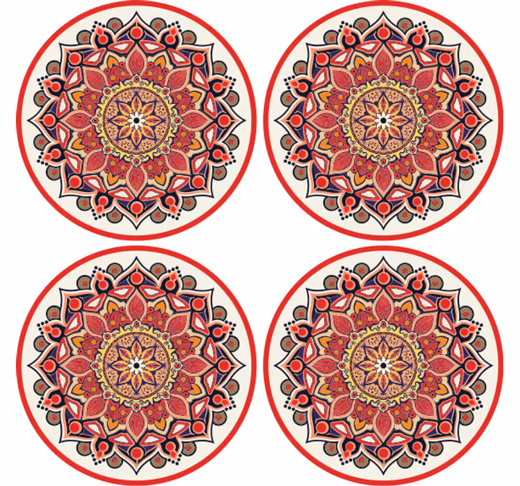 červené tóny mandala paisley tácky - TenStickers