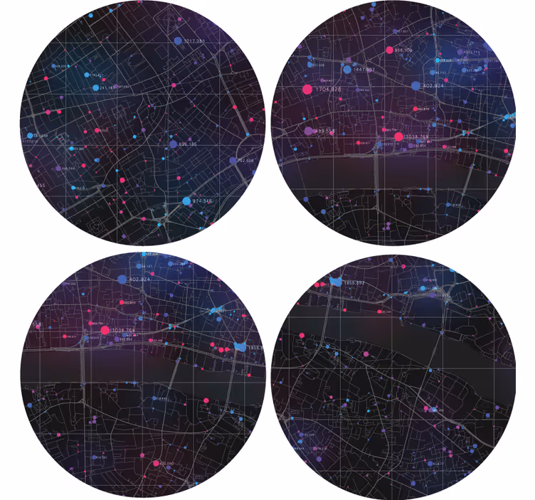 Efekt textury podtácků s abstraktní mapou - TenStickers