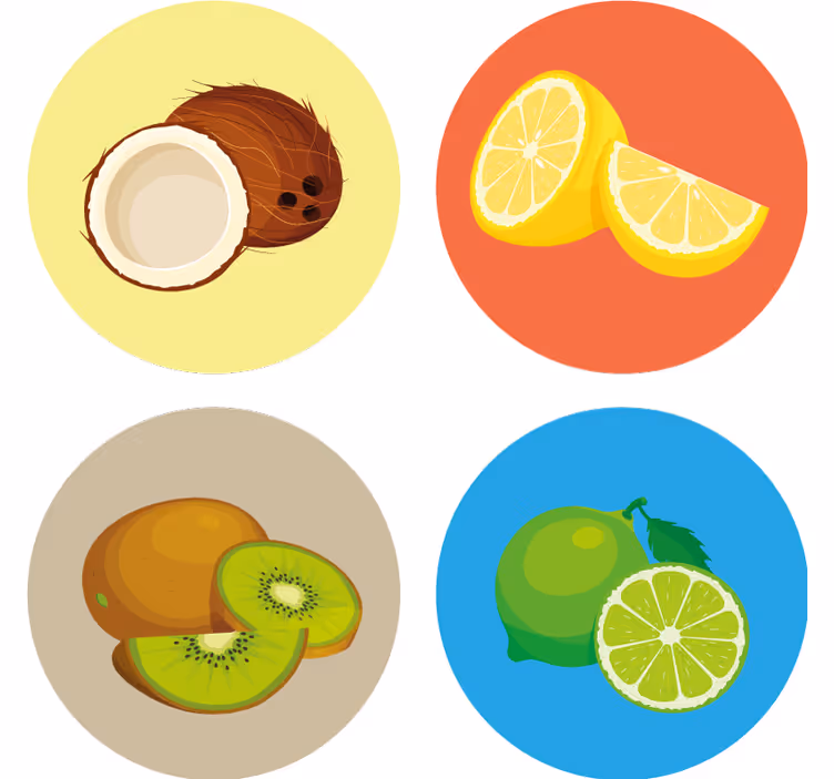 Moderní podtácek s kolekcí ilustrací ovoce - TenStickers