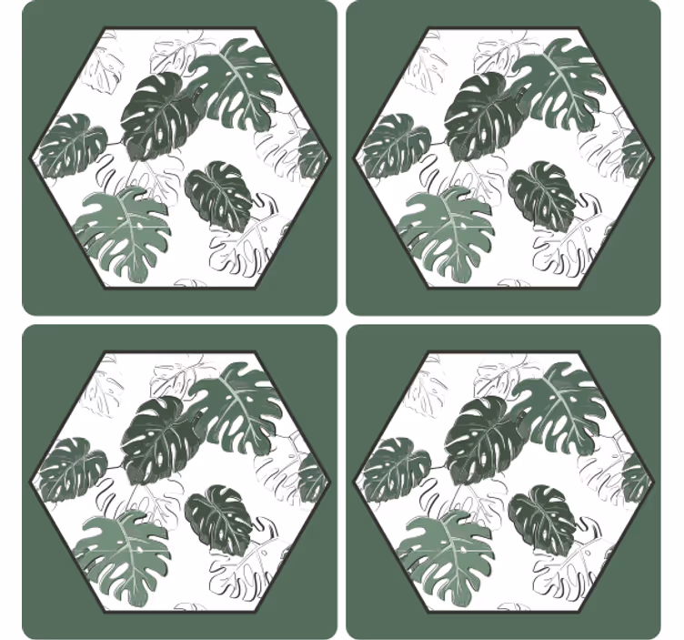 Hexagon monstera více tácků - TenStickers