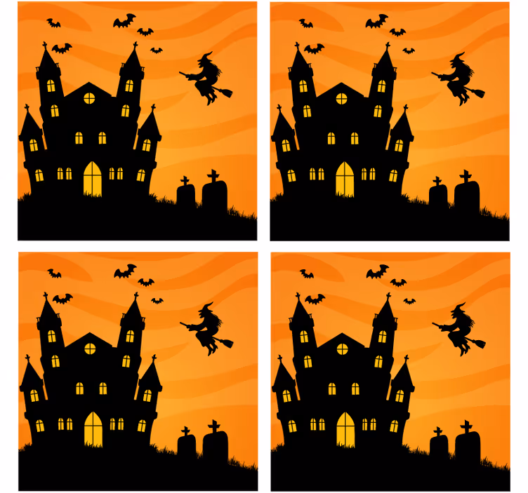Strašidelný hrad s netopýry halloween dráha - TenStickers