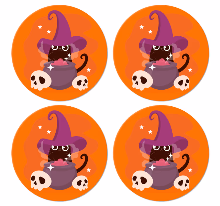 Kočka čarodějnice klobouk ilustrace halloween dráha - TenStickers