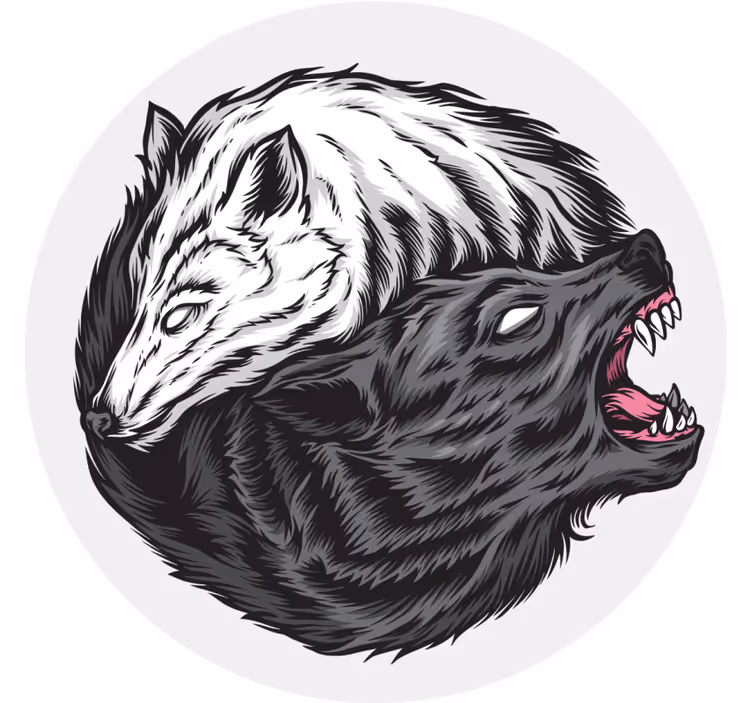 Jin jang vlk ilustrace halloween dráha - TenStickers
