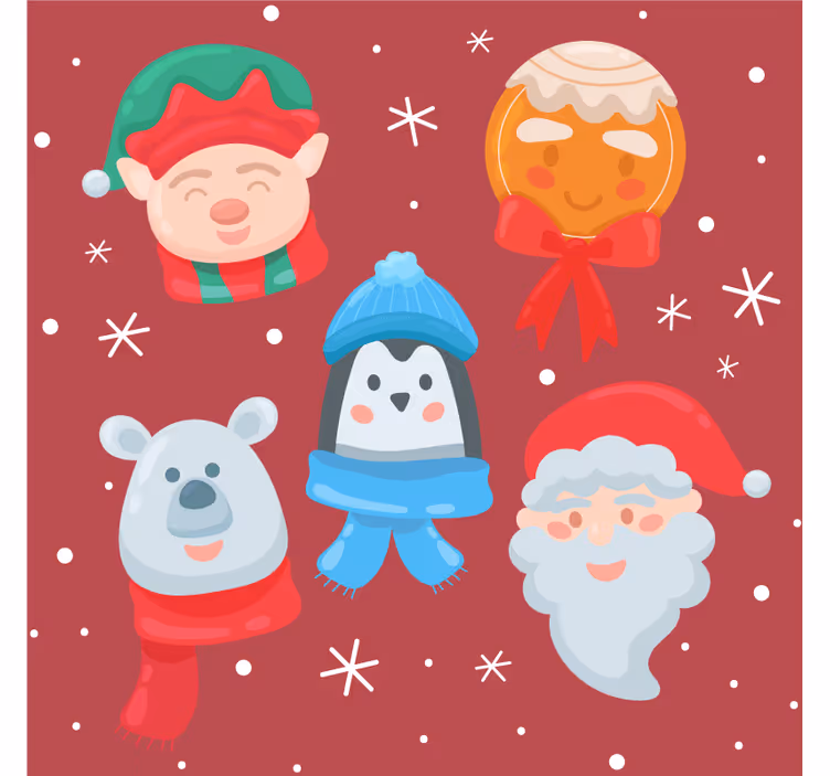 Různé kreslené postavičky vánočnípodtácek - TenStickers