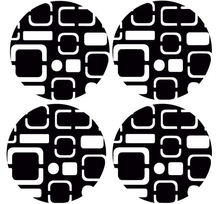 Efekt textury podtácků geometrické černé motivy - TenStickers
