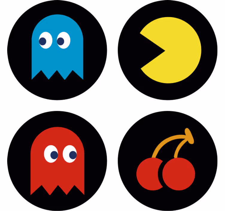 Pac man game set geek pivní tácky - TenStickers