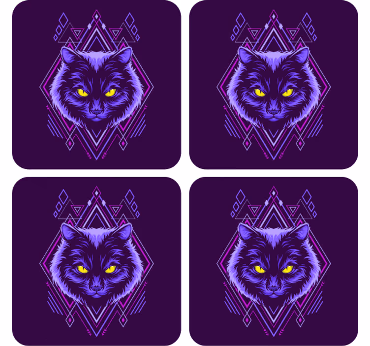 Blázen podtácek s elegantní kočičí ilustrací - TenStickers