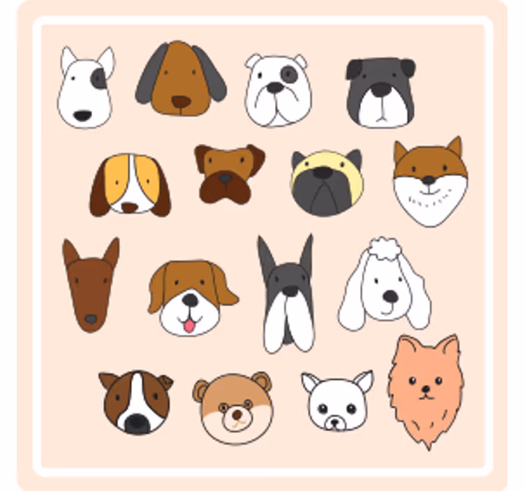 Kreslený psí plemena modernípodtácek - TenStickers