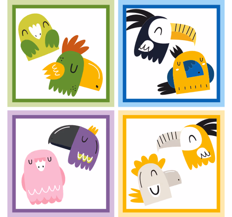 Pivní podtácek barevné ptačí obličeje - TenStickers
