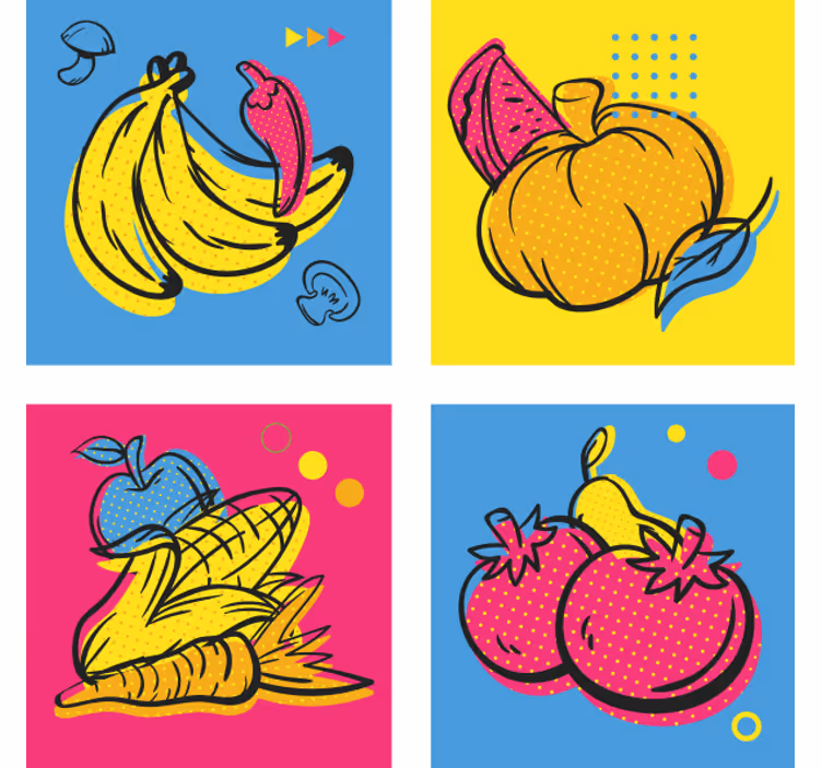 Moderní podtácek s barevnými ilustracemi ovoce - TenStickers