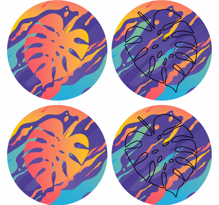 Efekt textury podtácků barevné listové vzory - TenStickers