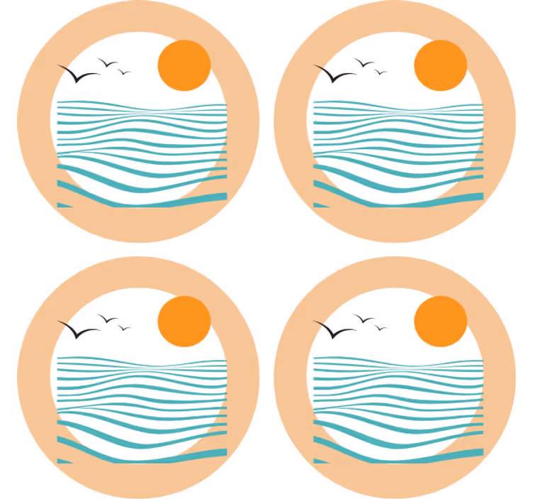 Moderní podtácek vzor vlny při západu slunce - TenStickers