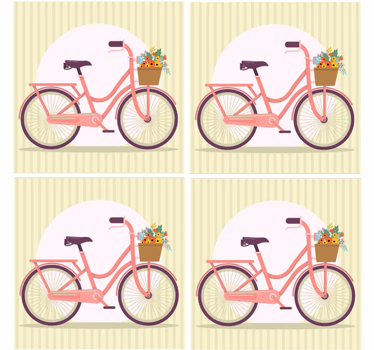 Moderní podtácek růžový bicykl s květinami - TenStickers