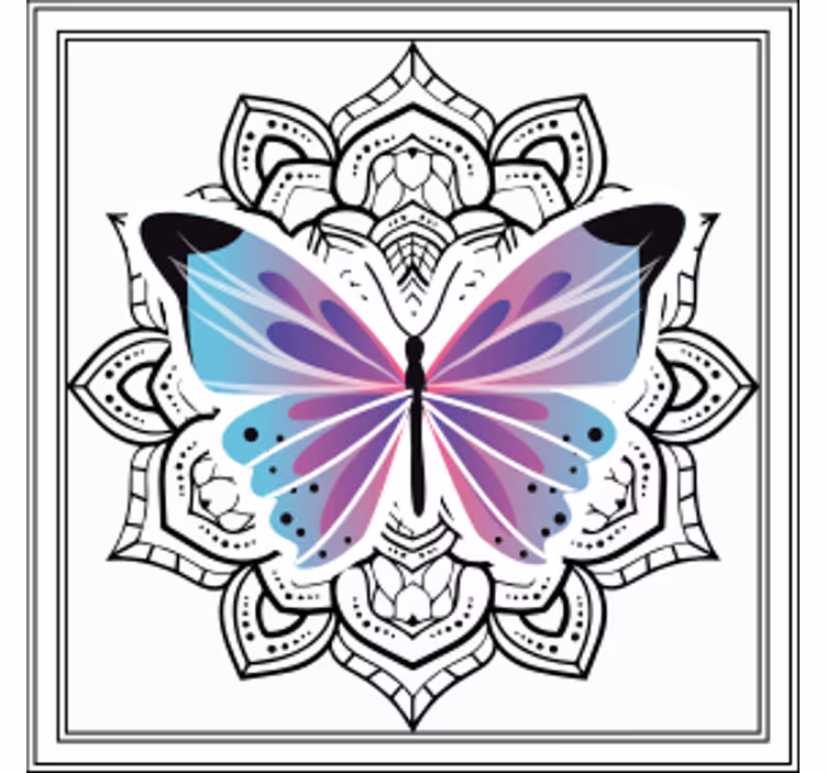 Efekt textury podtácků barevná motýlí mandala - TenStickers