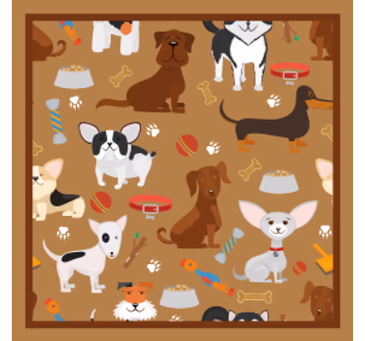 Moderní podtácek s hravými ilustracemi psů - TenStickers