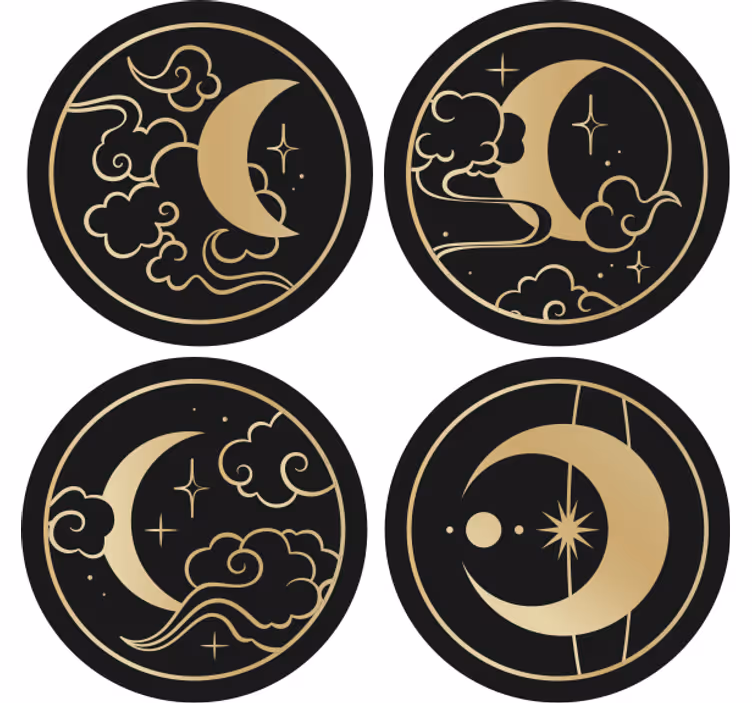 Japonský měsíc kruhy vintage dráha - TenStickers