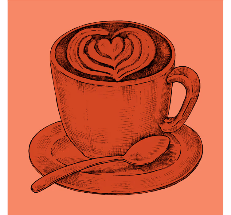Latte coffee ručně kreslenou modernípodtácek - TenStickers