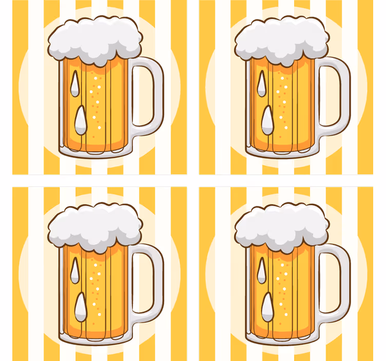 Pruhy vzor s kreslenými pivními podložkami - TenStickers