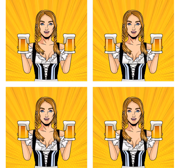 Pivní podtácek s veselou ženou s pivem - TenStickers