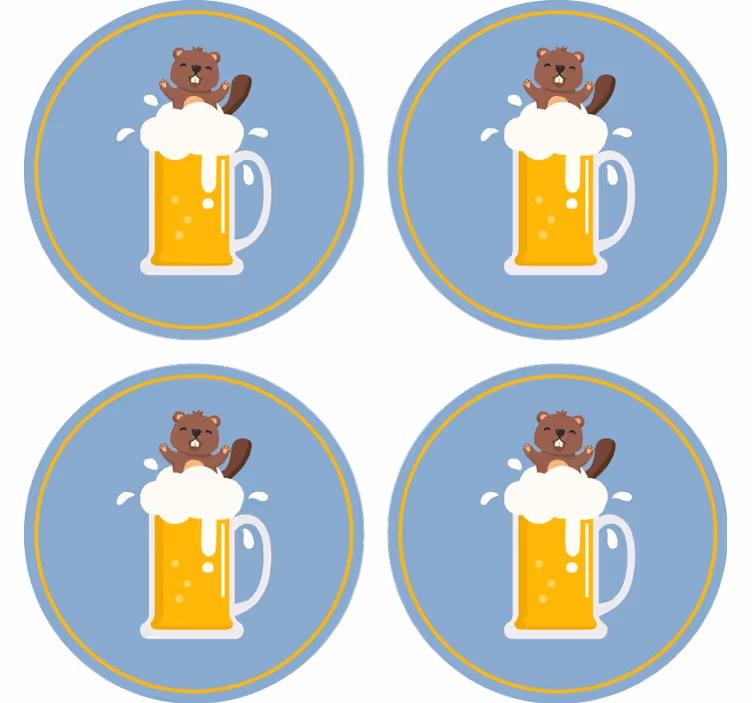 Kreslený bobr pivo modré rohože - TenStickers
