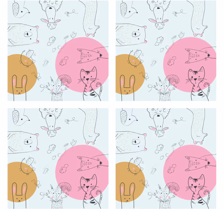 Blázen podtácek s hravými zvířecími ilustracemi - TenStickers