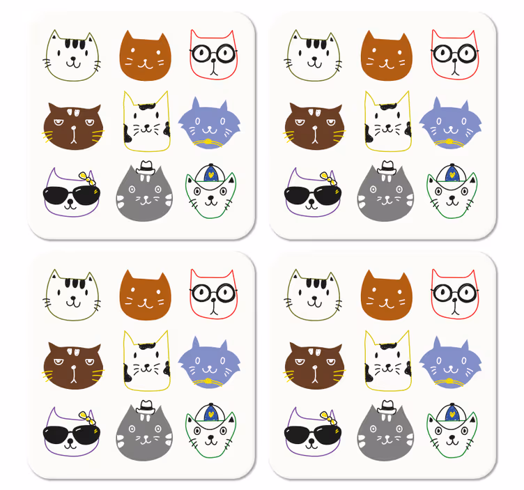 Roztomilé barevné vtipné kočky geek tácky - TenStickers