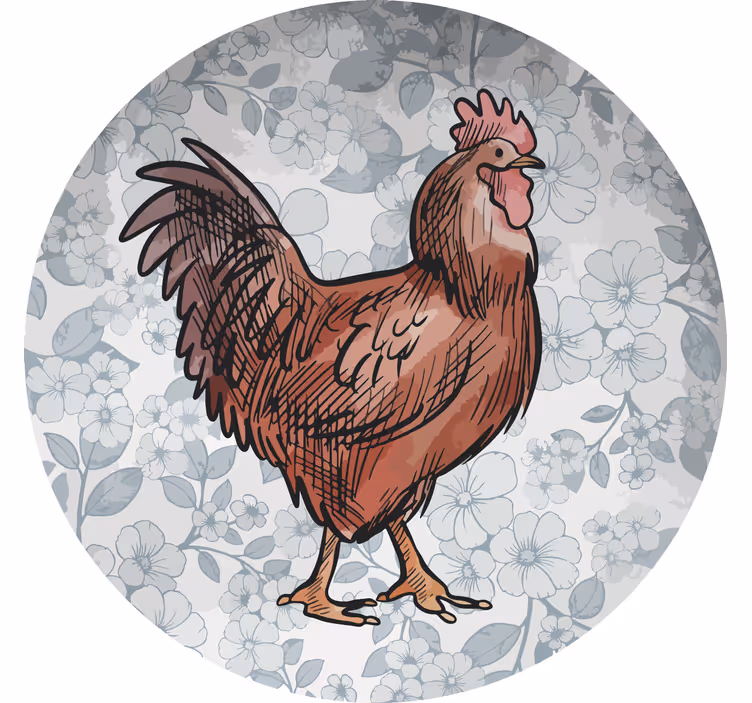 Moderní podtácek s květinovou ilustrací kuřete - TenStickers