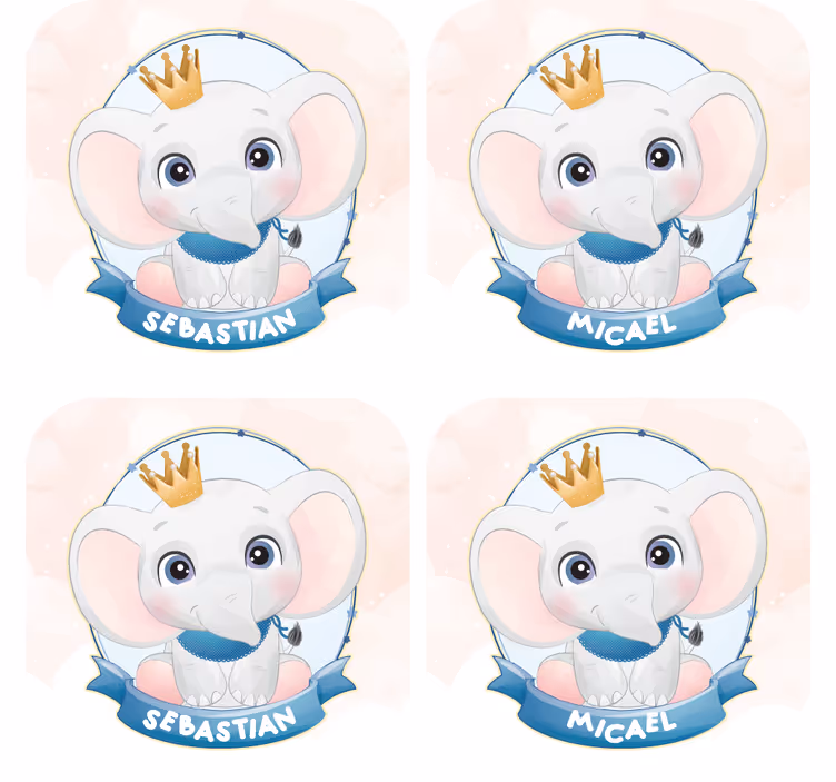 Přizpůsobitelný podtácek s portréty slonů - TenStickers