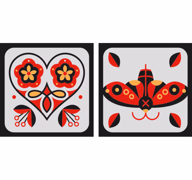červený folklorní vzor polská vinobraní dráha - TenStickers