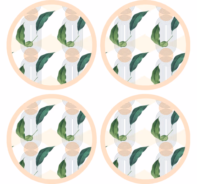 Moderní podtácek s listovým geometrickým vzorem - TenStickers