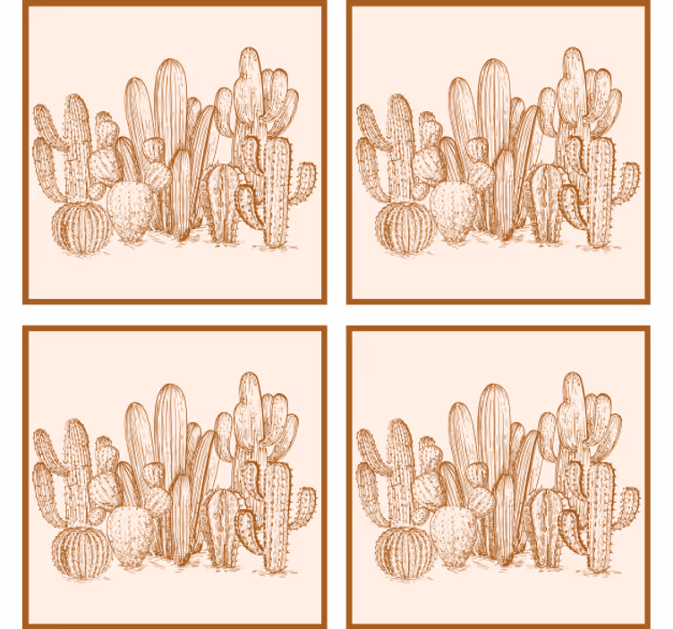 Efekt textury podtácků ilustrace kaktusů - TenStickers
