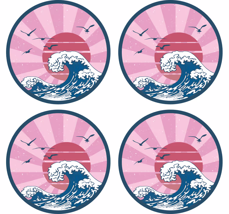Blázen podtácek s retro designem oceánských vln - TenStickers