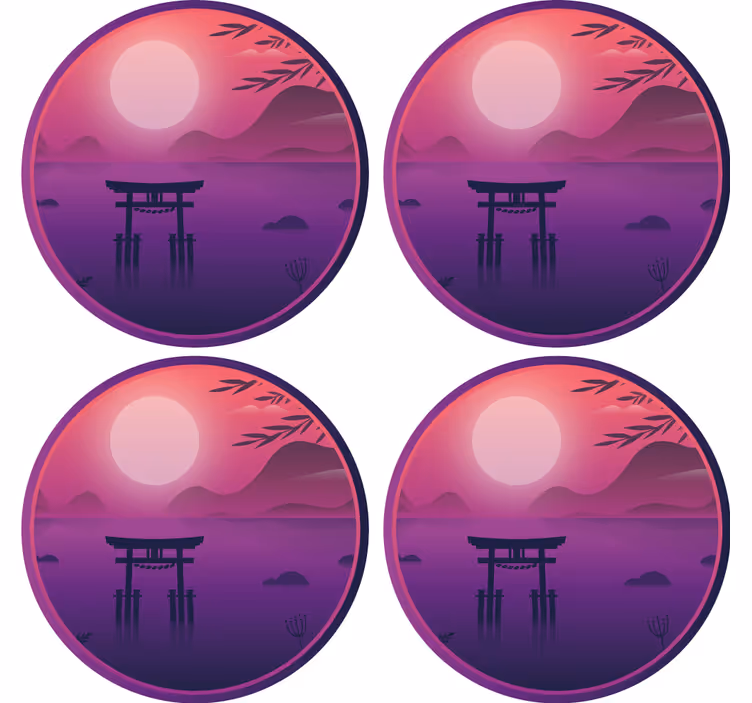 Japonská fialová krajina vinobranípodtácek - TenStickers