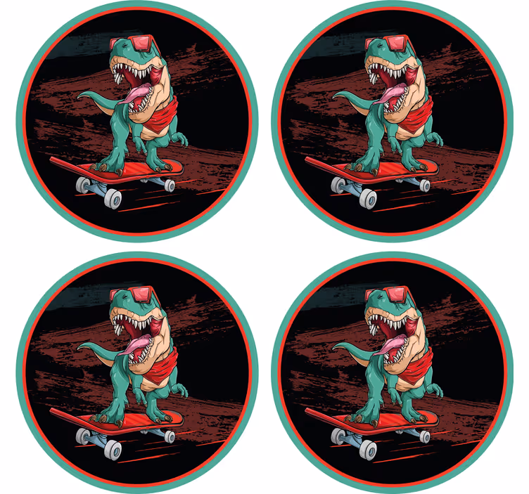 Blázen podtácek s grafikou skateboardového dinosaura - TenStickers