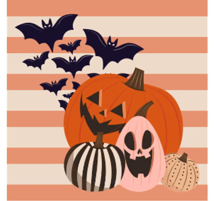 Halloweenský podtácek dýňové trio s netopýry - TenStickers