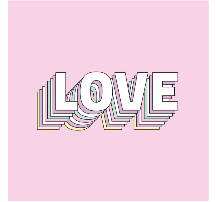 Růžová a bílá typografie lásky podtácek citát - TenStickers
