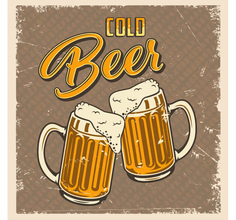 Studené pivo retro špinavý efekt vinobranípodtácek - TenStickers
