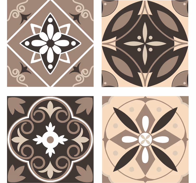 Efekt textury podtácků geometrických květinových vzorů - TenStickers
