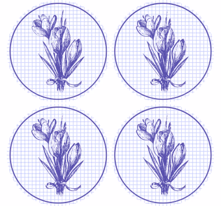 Efekt textury podtácků s elegantní botanickou ilustrací - TenStickers