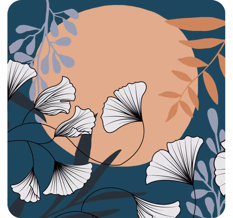 Moderní podtácek s květinovým vzorem ginkgo - TenStickers