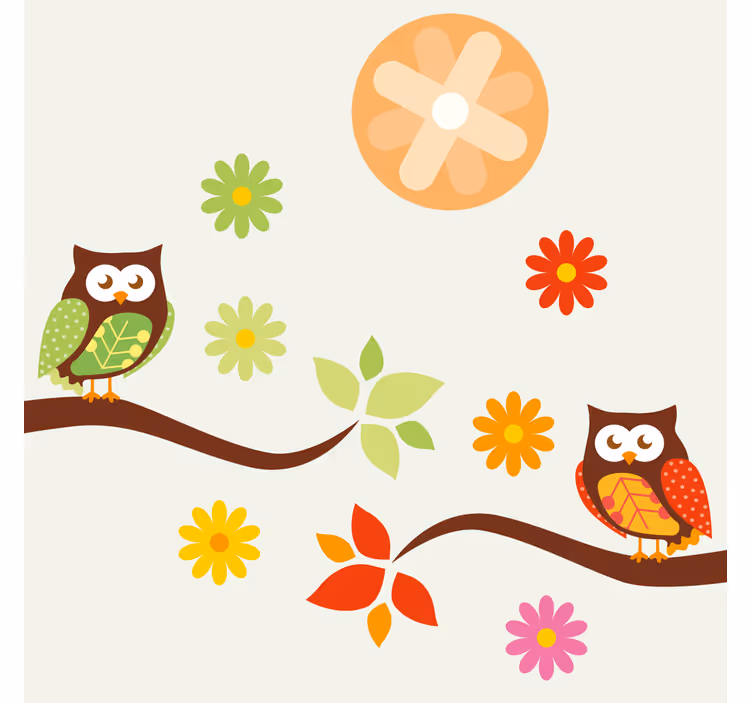 Blázen podtácek barevné sovy a květiny - TenStickers