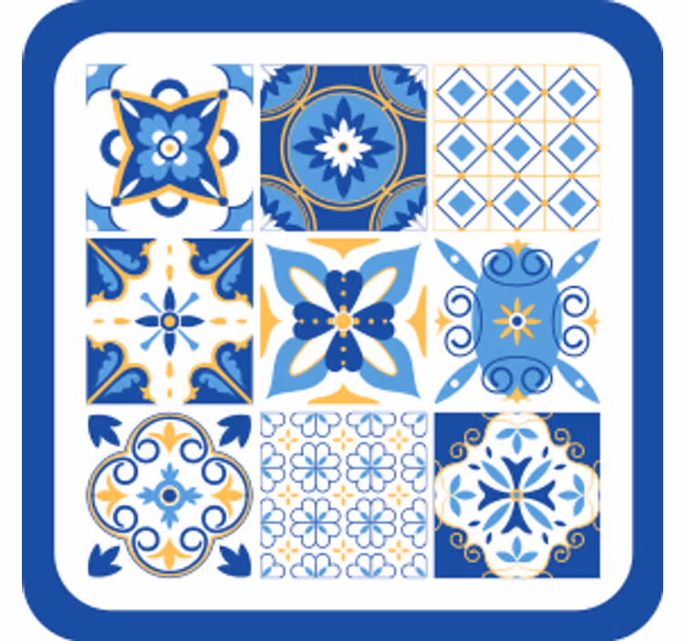 Efekt textury podtácků geometrické modré vzory - TenStickers