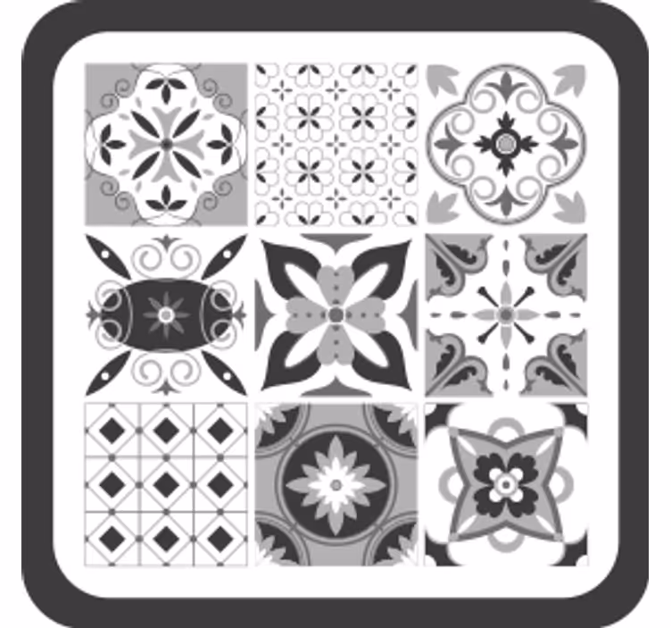 Efekt textury podtácků geometrických květinových motivů - TenStickers