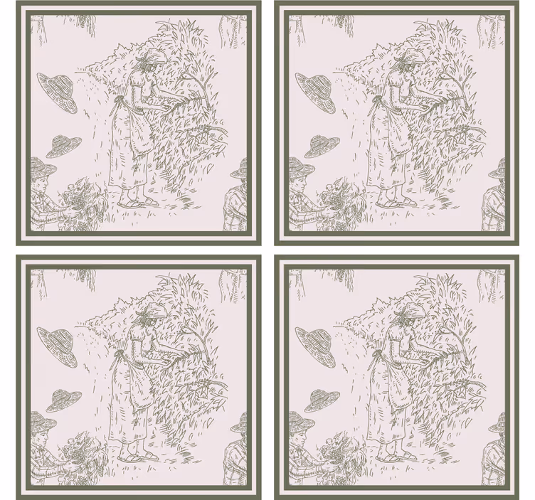 Francouzský vintage vzor v zeleném tácku - TenStickers