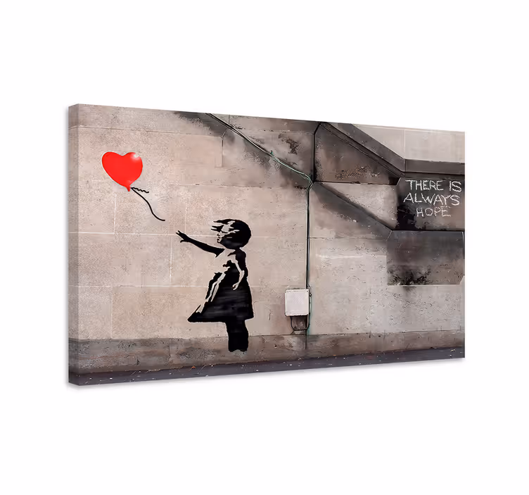 Dívka s balónem na útěku Umělecká obraza - TenStickers