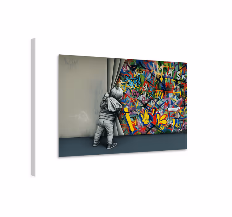 Dítě špehuje graffiti Umělecká obraza - TenStickers