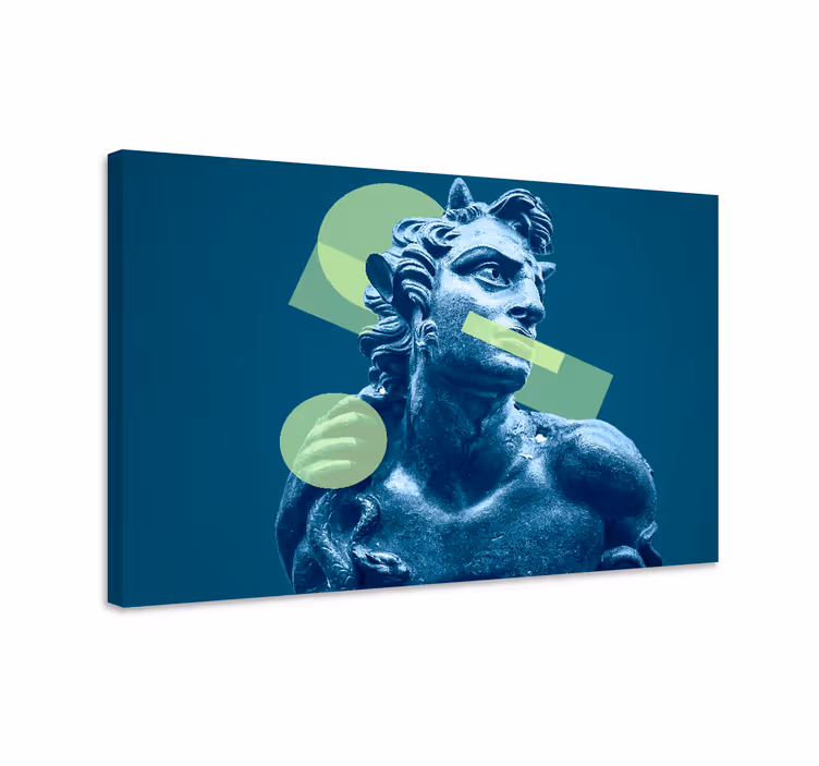 Modrý obraz barevné 3d tvary ve vaporwave stylu - TenStickers