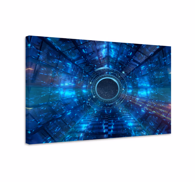 Modrý obraz geometrického sci-fi pozadí - TenStickers