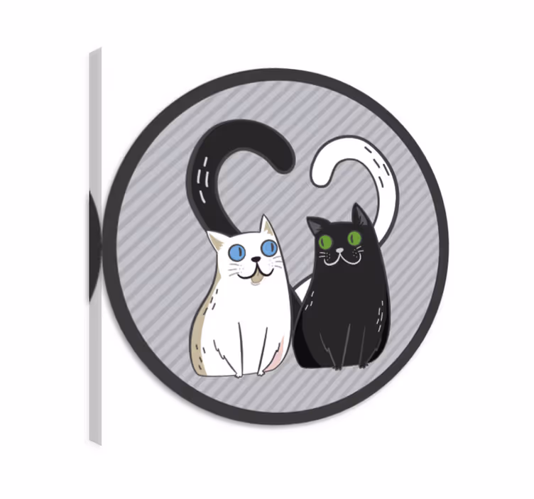 Obraza koček vinylová rohožka s kočkami a barevnýma očima - TenStickers