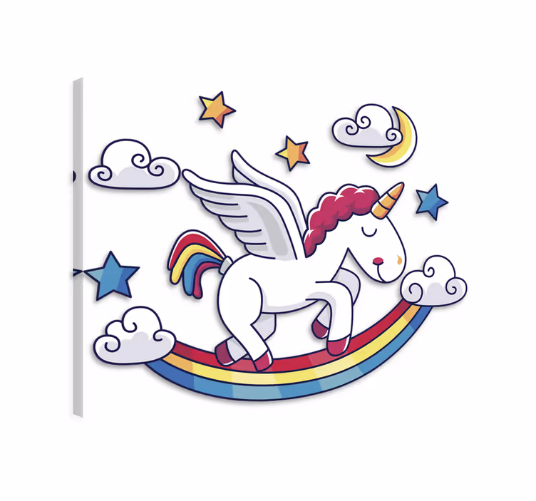 Obraz jednorožce s duhovým nástěnným samolepkou - TenStickers